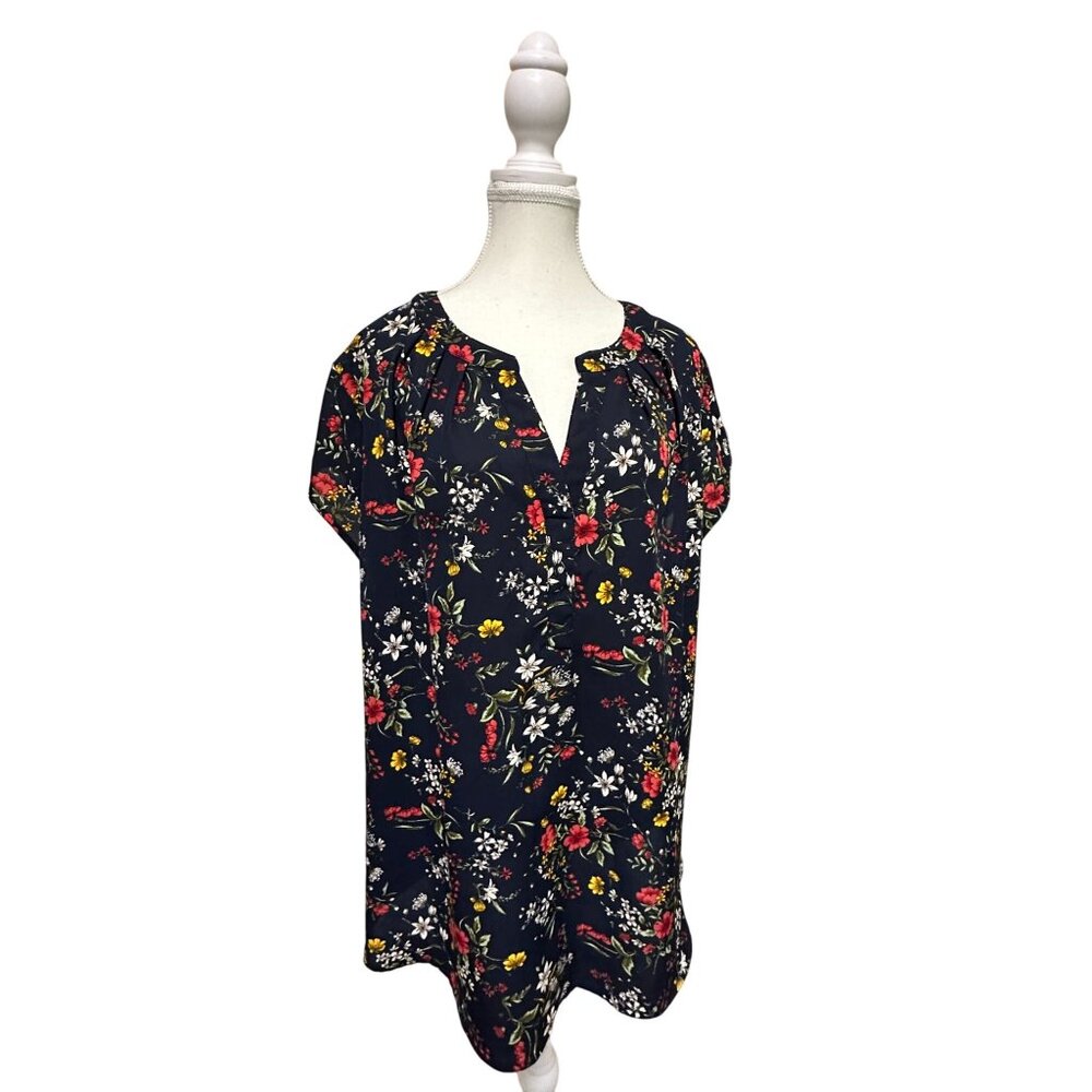 2X Papermoon Mixed Media floral shirt; EUC